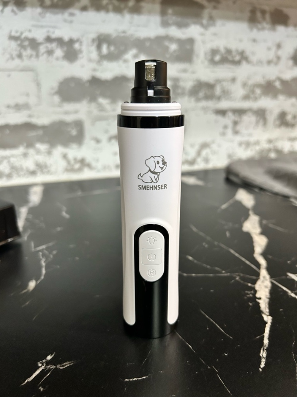 SMEHNSER White & Black Electric Pet Nail Grinder